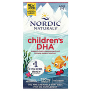 Nordic Naturals Children's DHA Strawberry Chewable 360 Soft Gels box for kids.