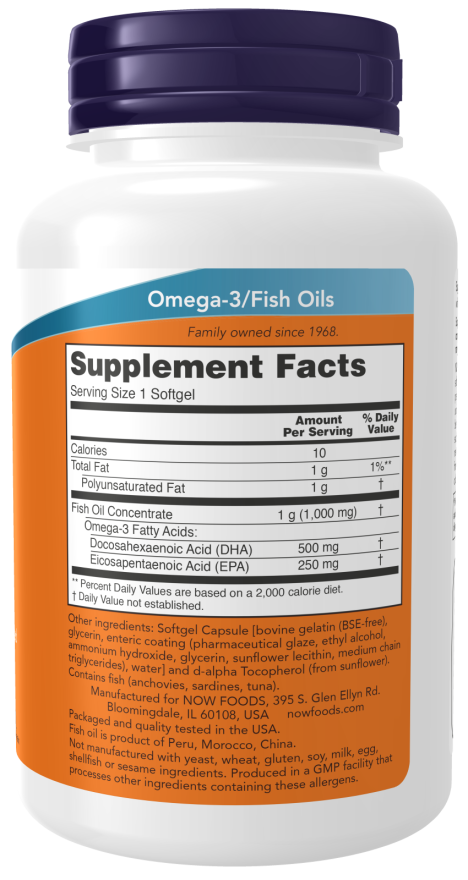 Now Foods DHA-500 Fish Oil, Double Strength Softgels