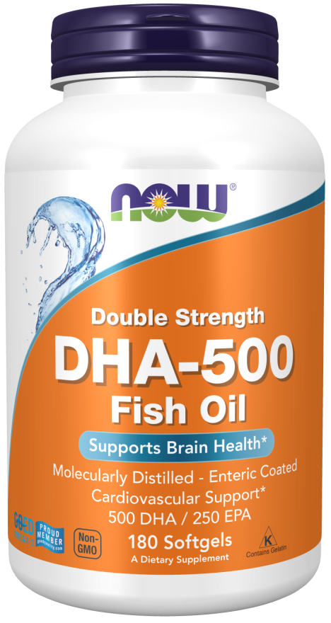 Now Foods DHA-500 Fish Oil, Double Strength Softgels