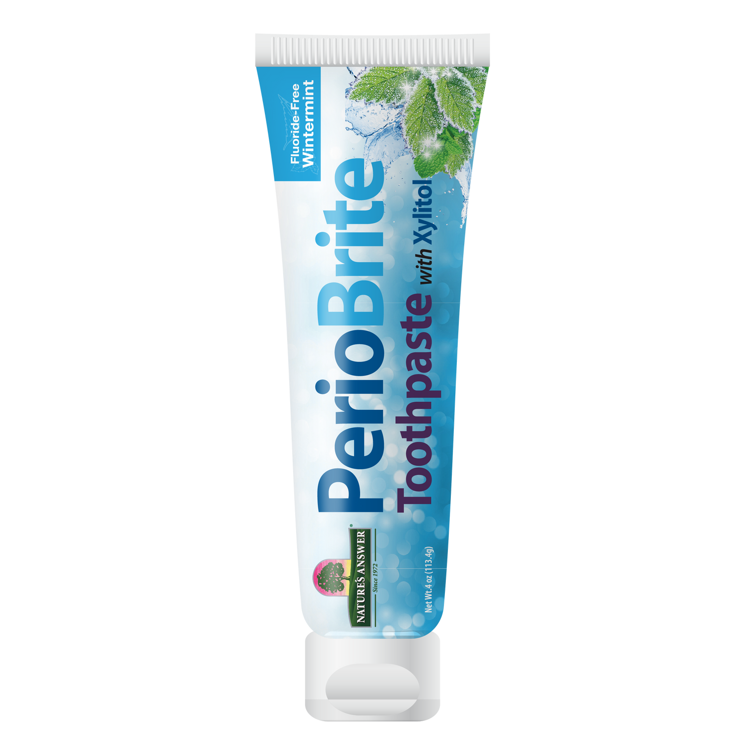 PerioBrite toothpaste tube on a white background