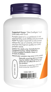 Now Foods Pumpkin Seed Oil 1000 mg Softgels Nutritional Oil