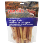 Yummies beef collagen dog chew sticks natural treat pack 18 pieces 6 inch 600g bag