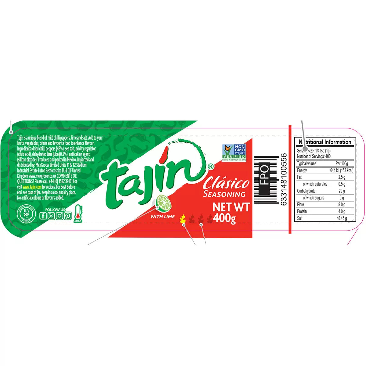 Tajin Clasico Seasoning with Lime usage instructions shaker 400g