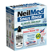 NeilMed Sinus Rinse Complete Kit box showing bottle and saline packets.

