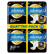 Front image: Always Ultra Secure Night pads size 5 wings sanitary pads 32 pack
