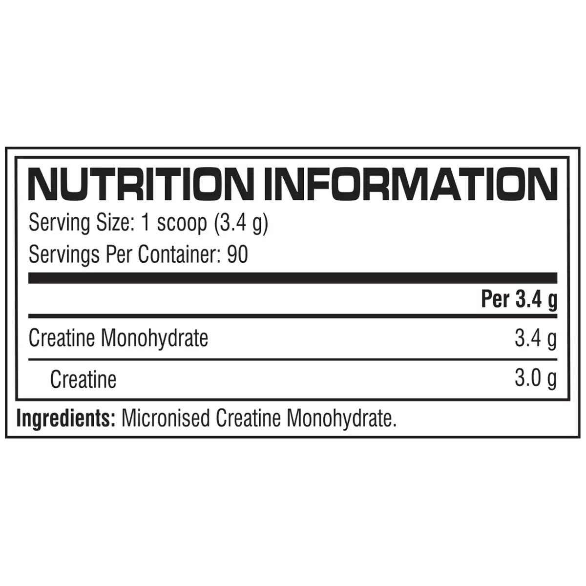 Cellucor Cor-Performance Creatine Powder supplement facts micronised creatine monohydrate 306g