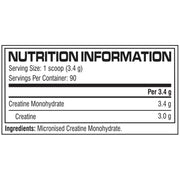 Cellucor Cor-Performance Creatine Powder supplement facts micronised creatine monohydrate 306g