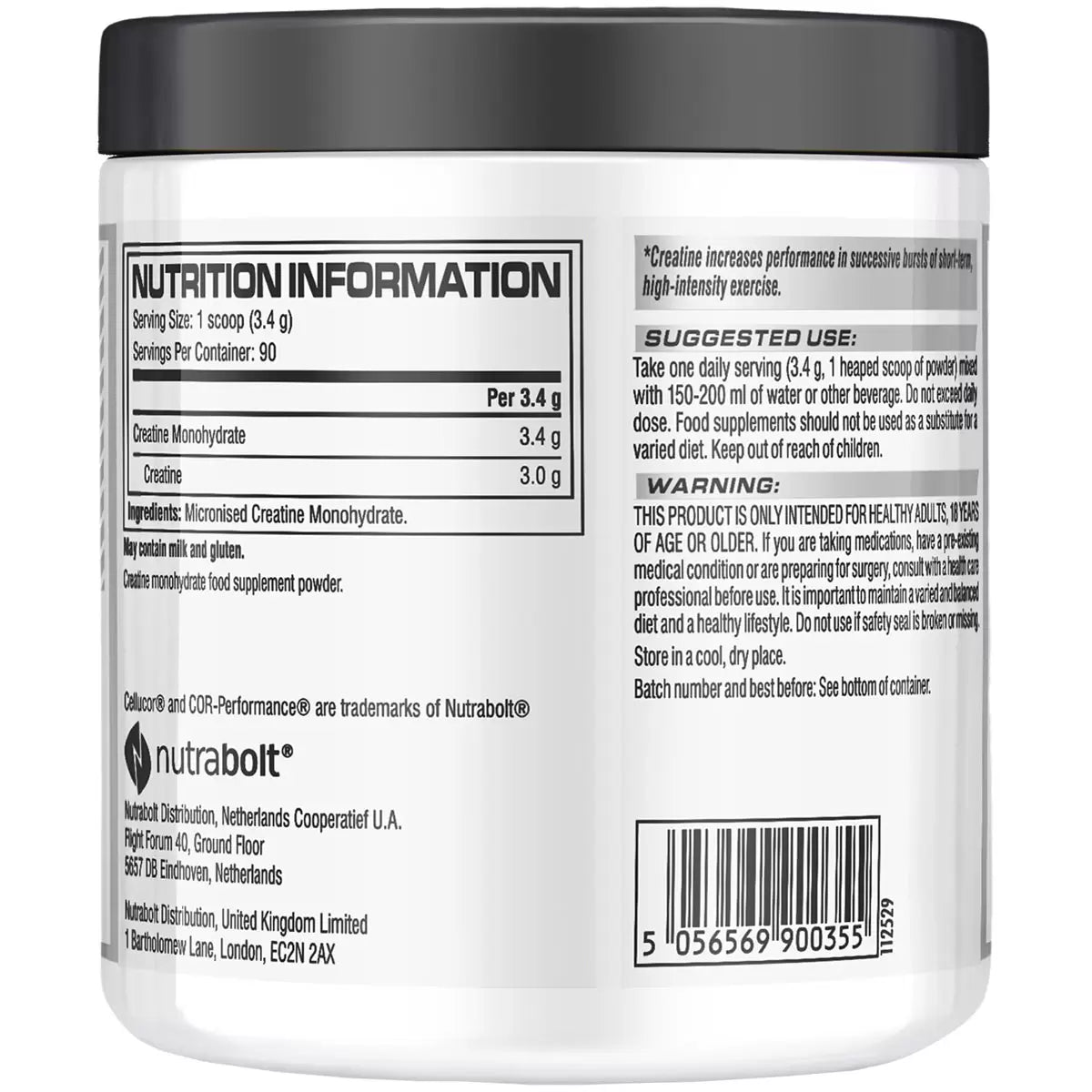Cellucor Cor-Performance Creatine Powder 306g barcode retail packaging