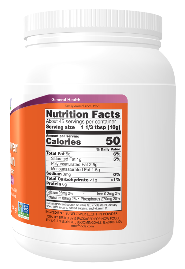 Now Foods Sunflower Lecithin Pure Powder 454g