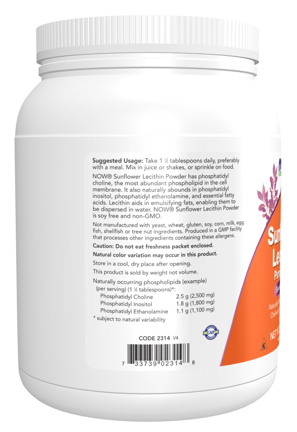 Now Foods Sunflower Lecithin Pure Powder 454g