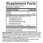 Supplement facts label with nutritional information on a white background