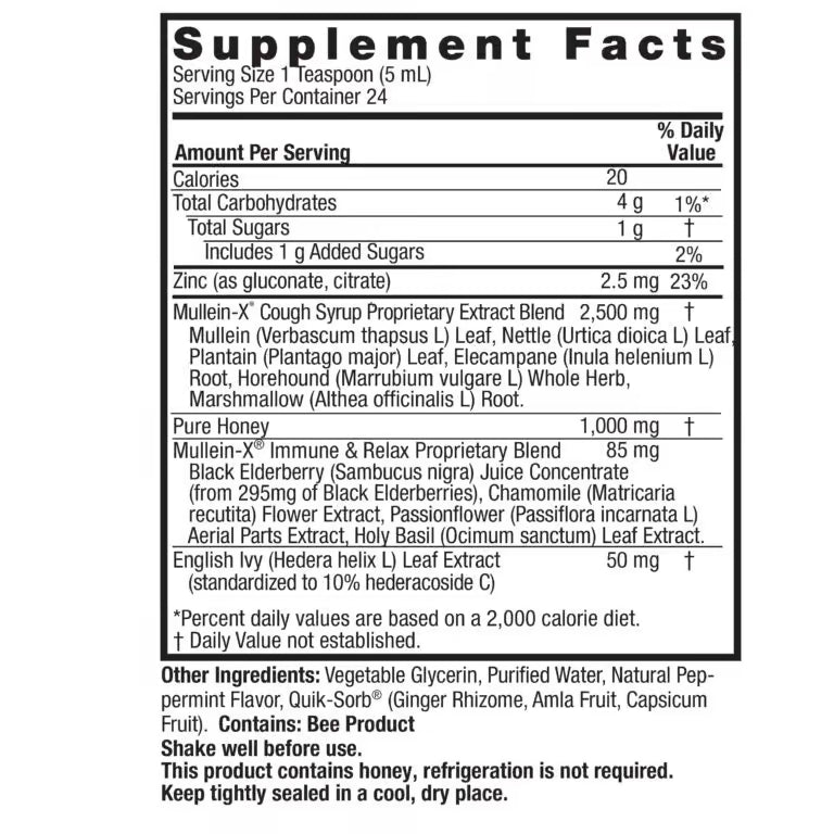 Nature’s Answer – Natural MulleinX Cough Syrup – 120mL