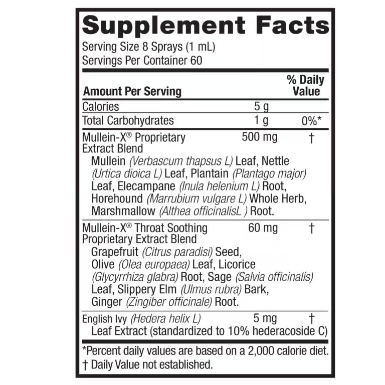 Supplement facts label with detailed ingredient list on a white background