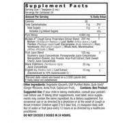Supplement facts label for a cough syrup with detailed ingredient list and usage instructions.