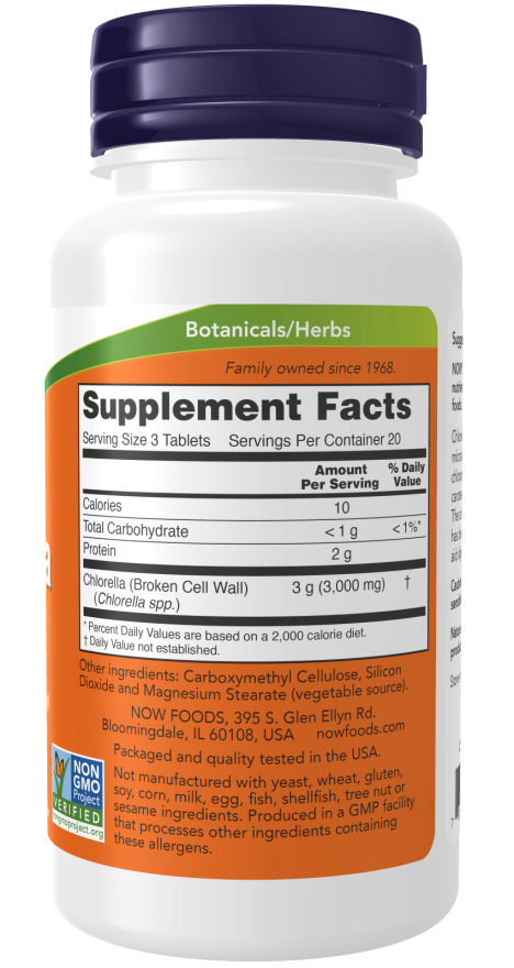 Now Foods Chlorella 1000 mg Tablets Super Green