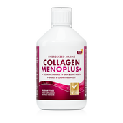 Collagen Menoplus+ supplement bottle on a white background