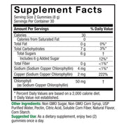 Supplement facts label for gummy vitamins with nutritional information.