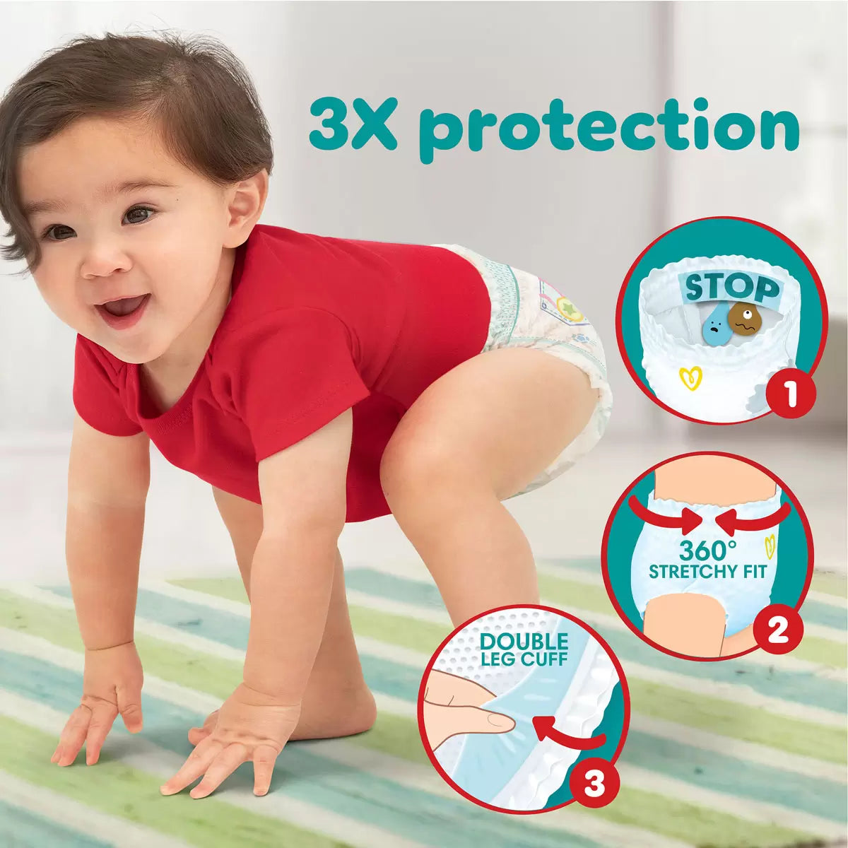 Pampers Baby-Dry Nappy Pants, plastic packaging, fragrance not specified, Size 4, 72 nappy pants, baby nappy use