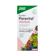 Floradix Floravital liquid iron and vitamin formula bottle front label 250ml box