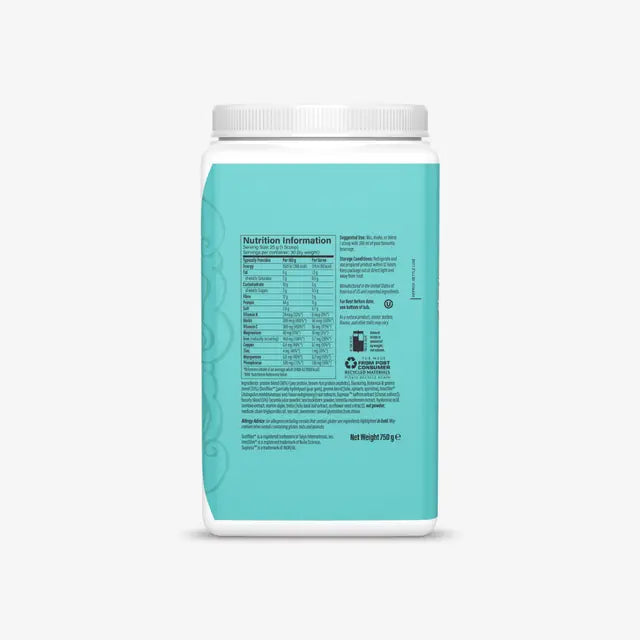 Teal container with white lid on a white background