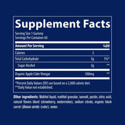 Supplement Facts Image: Trace Minerals apple cider vinegar gummies supplement facts ingredients bottle 60 count