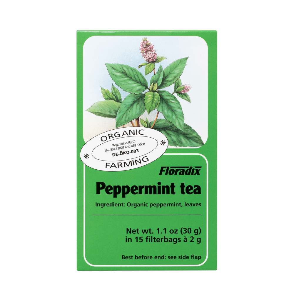 Floradix Organic Peppermint Herbal Tea box, 15.