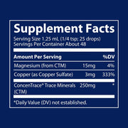 Supplement facts label with detailed nutritional information on a blue background