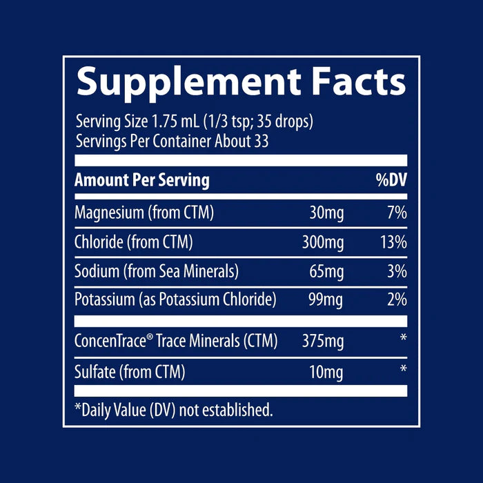 Supplement facts label with detailed nutritional information on a blue background