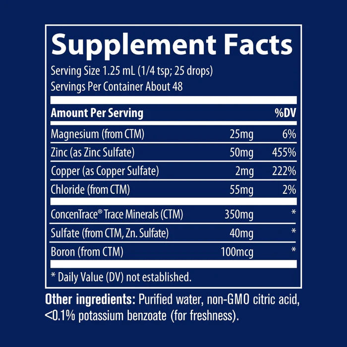 Supplement facts label on a blue background