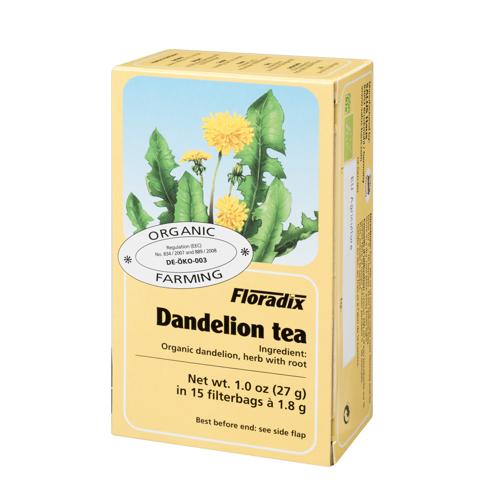Floradix Organic Dandelion Herbal Tea box, 15 teabags.