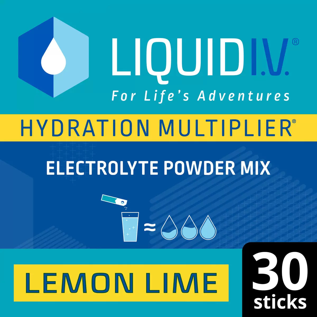 Liquid I.V. Hydration Multiplier – Lemon Lime, Electrolyte Drink Mix, 30 x 16g Sticks (480g)