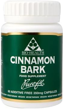 Bio-Health Cinnamon Bark 350mg herbal capsules bottle vegan supplement 60 capsules