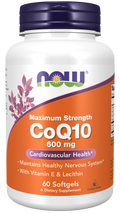 NOW CoQ10 600 mg Softgels - with Vitamin E & Lecithin - 60 Count