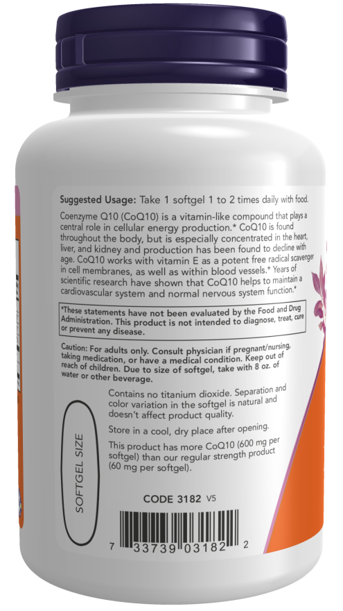 Now Foods CoQ10 600 mg Softgels