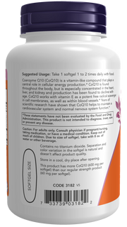 Now Foods CoQ10 600 mg Softgels