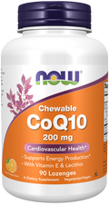 NOW CoQ10 200 mg Ubiquinone Lozenges Orange Flavour - 90 Count