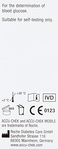 Back of Accu-Chek Mobile cassette packaging with safety information.