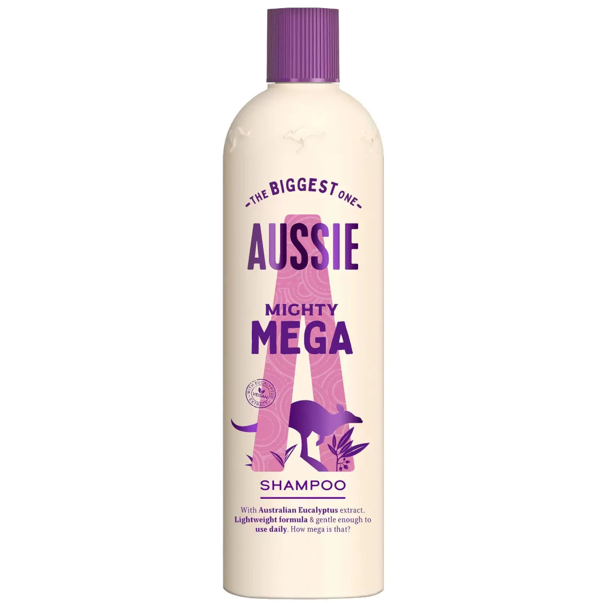 Aussie Mighty Mega Shampoo hair care bottle with eucalyptus extract 675ml