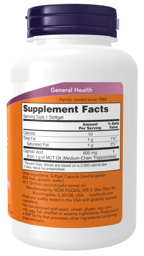 Now Foods Caprylic Acid 600 mg Softgels