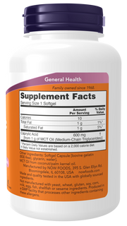 Now Foods Caprylic Acid 600 mg Softgels