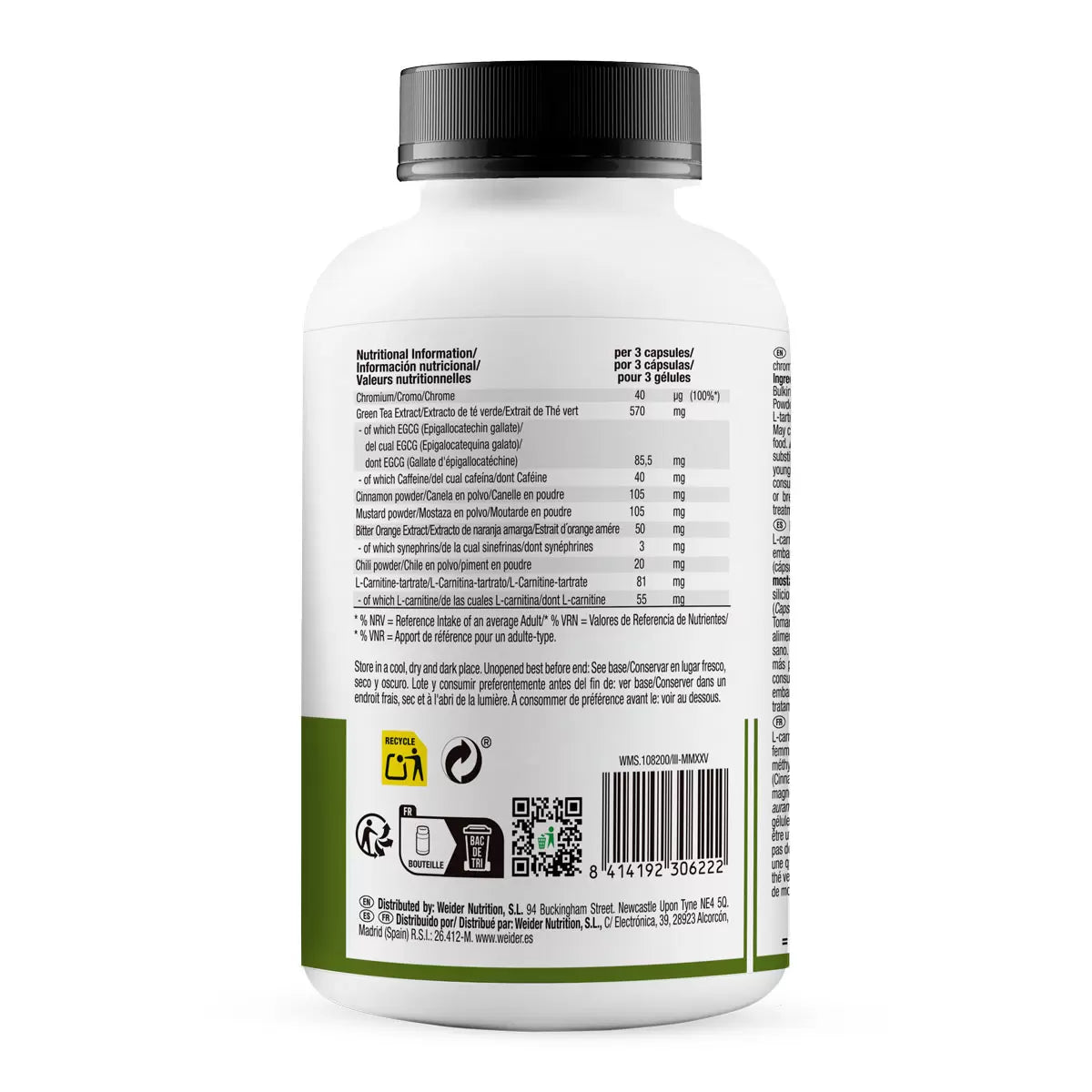 Weider Fat Burner Green Tea Extract – 300 Capsules barcode