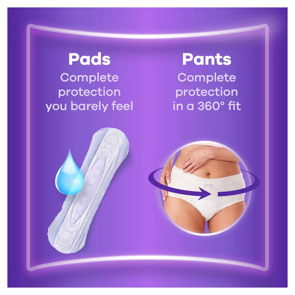 Always Discreet Long Pads Size 5 Duo Pack 2 x 32 pads versus pants