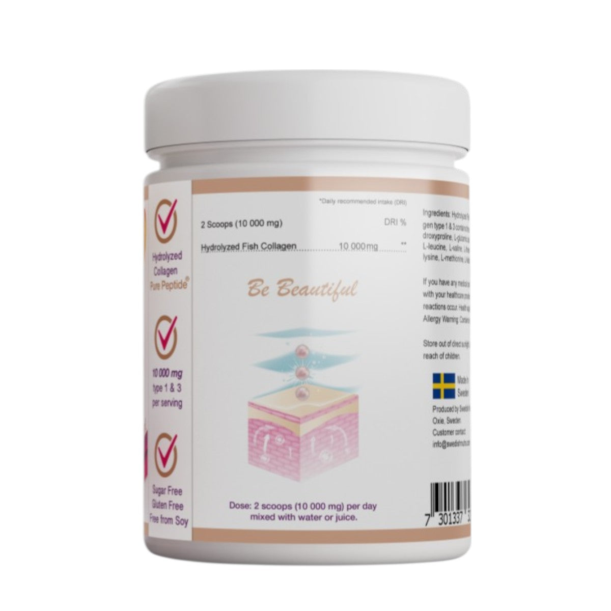 Swedish Nutra Bovine Collagen Powder – 10,000 mg (300g)