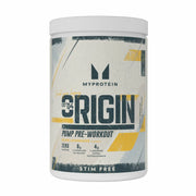 Myprotein Origin Pump Pre-Workout tub, Sour Lemonade flavour, 750g size.