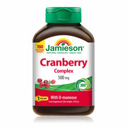 Jamieson Cranberry Complex with D-Mannose bottle, 180 vegan capsules.