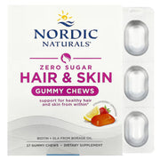 Nordic Naturals Biotin and Borage Oil gummies and foil pack.
