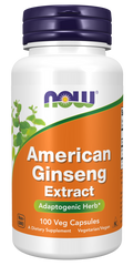 NOW American Ginseng Extract 500 mg, Herbal Supplement - 100 Vegan Capsules