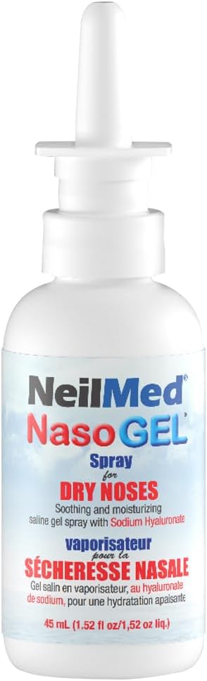 NeilMed NasoGel Spray for Dry Noses 45ml bottle, front packaging.