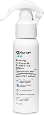 Clinisept+ Post-Treatment Skin Spray bottle, 100ml, gentle formula.