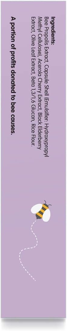 Ingredients and supplement facts for Bee Prepared wellness capsules.